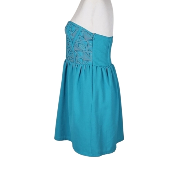 Vintage 80's Embroidered Dress Teal Blue Green Turquoise Boho Western - Picture 3 of 8